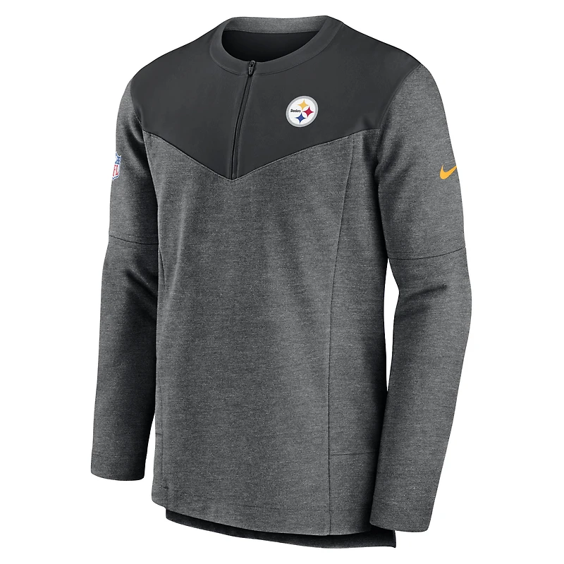 Men's Nike Black Pittsburgh Steelers Sideline Lockup Performance - Quarter-Zip Top