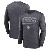 Men's Nike Black Pittsburgh Steelers Sideline Offensive Transition Velocity Dri-FIT Long Sleeve T-Shirt