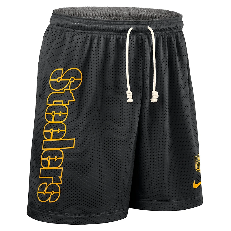 Short réversible Nike Dri-FIT noir des Pittsburgh Steelers pour homme