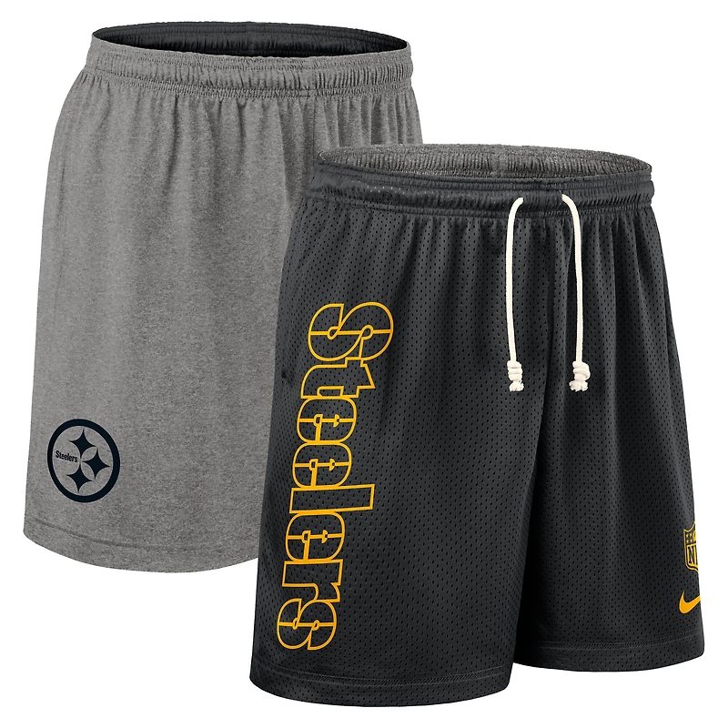 Short réversible Nike Dri-FIT noir des Pittsburgh Steelers pour homme
