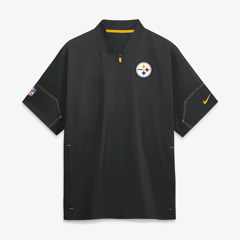 Men's Nike Black Pittsburgh Steelers Sideline Short Sleeve Quarter-Zip Coaches Jacket