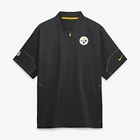 Men's Nike Black Pittsburgh Steelers Sideline Short Sleeve Quarter-Zip Coaches Jacket
