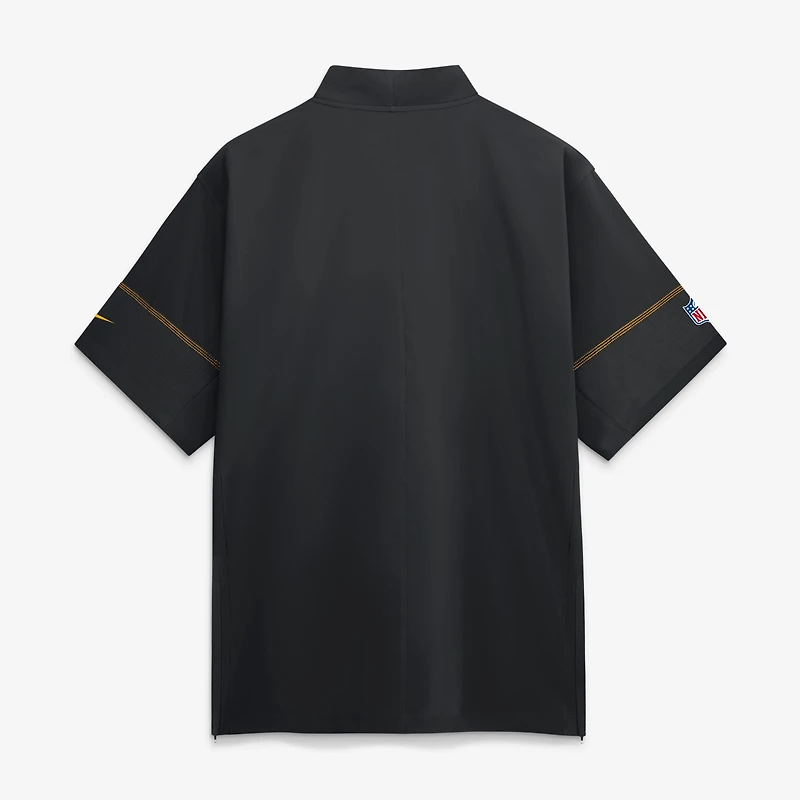 Men's Nike Black Pittsburgh Steelers Sideline Short Sleeve Quarter-Zip Coaches Jacket