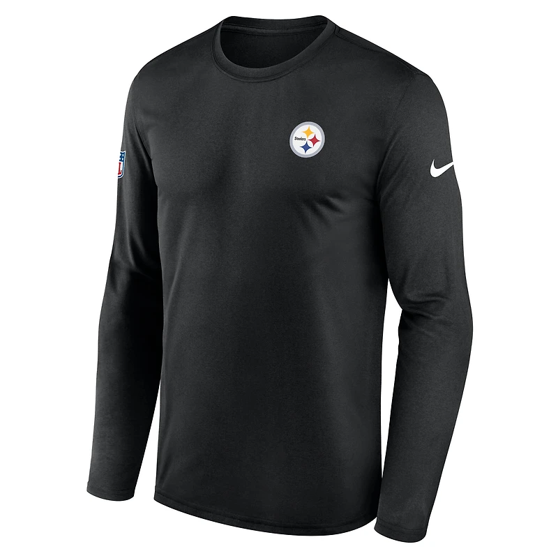 Men's Nike Black Pittsburgh Steelers Sideline Small Logo Legend Dri-FIT Long Sleeve T-Shirt