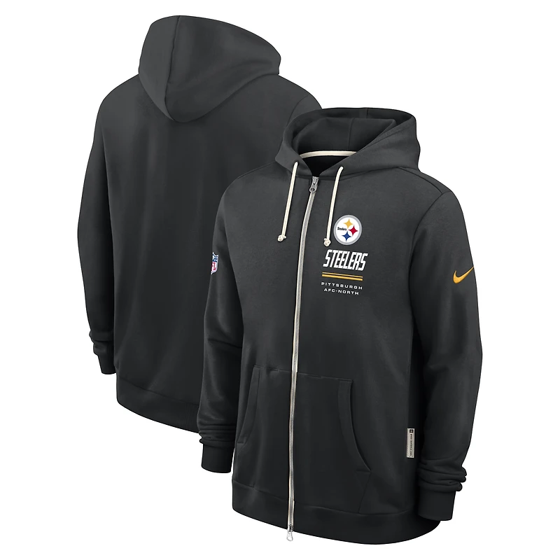 Sweat à capuche zippé Nike Pittsburgh Steelers Sideline Standard Issue Dri-FIT noir pour homme