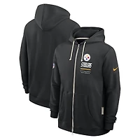 Sweat à capuche zippé Nike Pittsburgh Steelers Sideline Standard Issue Dri-FIT noir pour homme