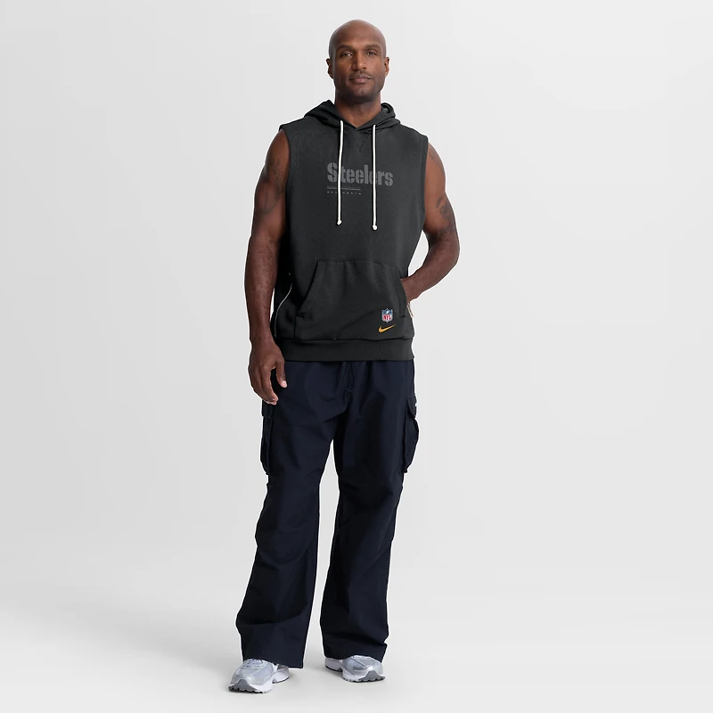 Men's Nike Black Pittsburgh Steelers Sideline Standard Issue Dri-FIT Sleeveless Hoodie