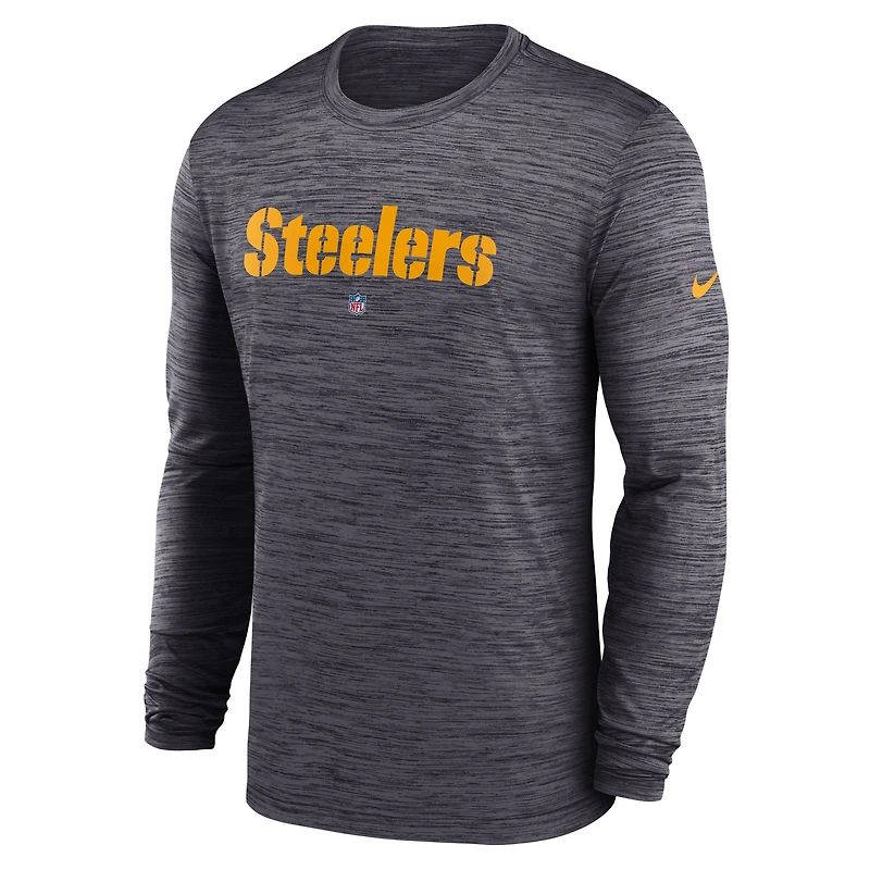 Men's Nike Black Pittsburgh Steelers Sideline Team Velocity Performance Long Sleeve T-Shirt