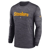 Men's Nike Black Pittsburgh Steelers Sideline Team Velocity Performance Long Sleeve T-Shirt