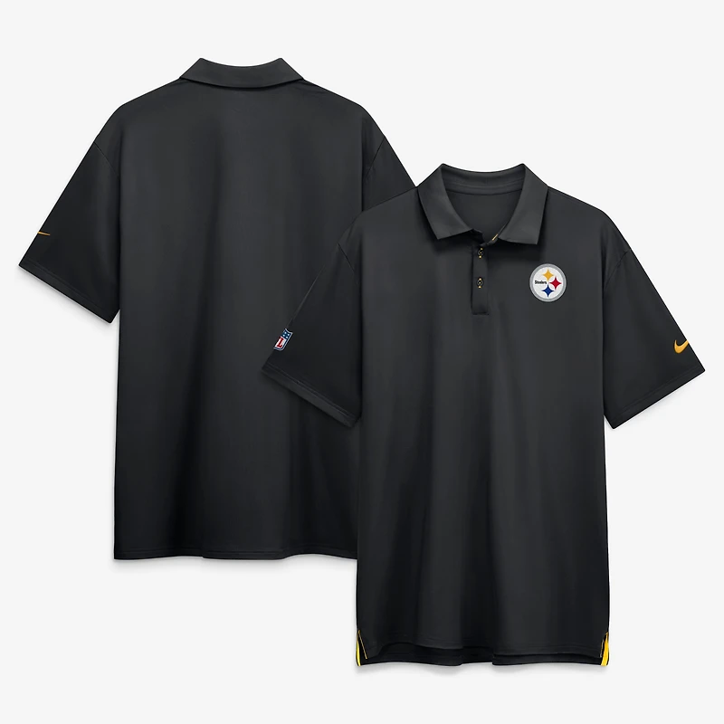 Men's Nike Black Pittsburgh Steelers Sideline Tour Dri-FIT Polo