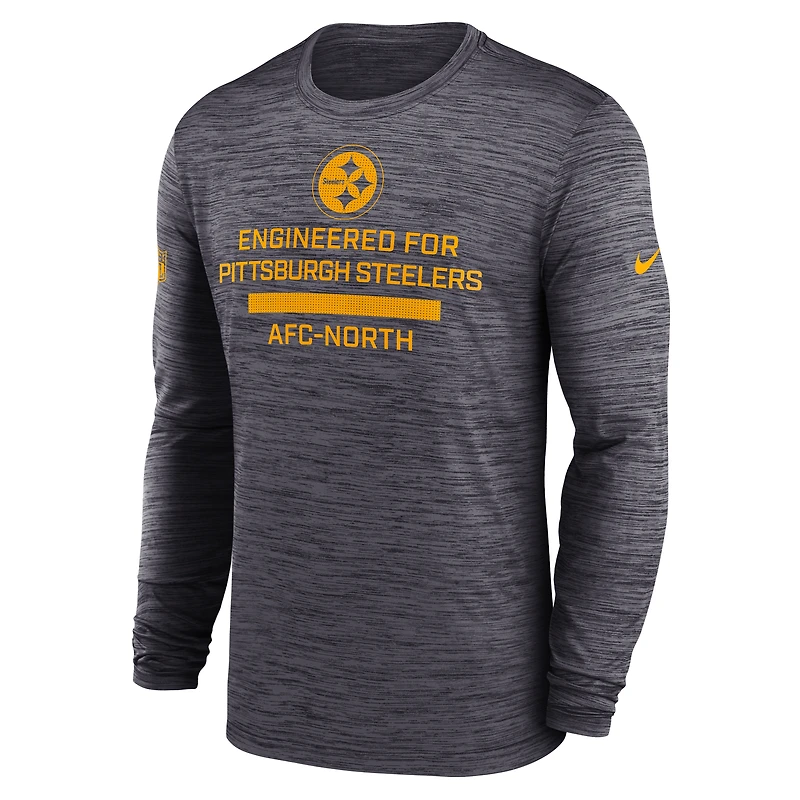 Men's Nike Black Pittsburgh Steelers Sideline Velocity Performance Long Sleeve T-Shirt
