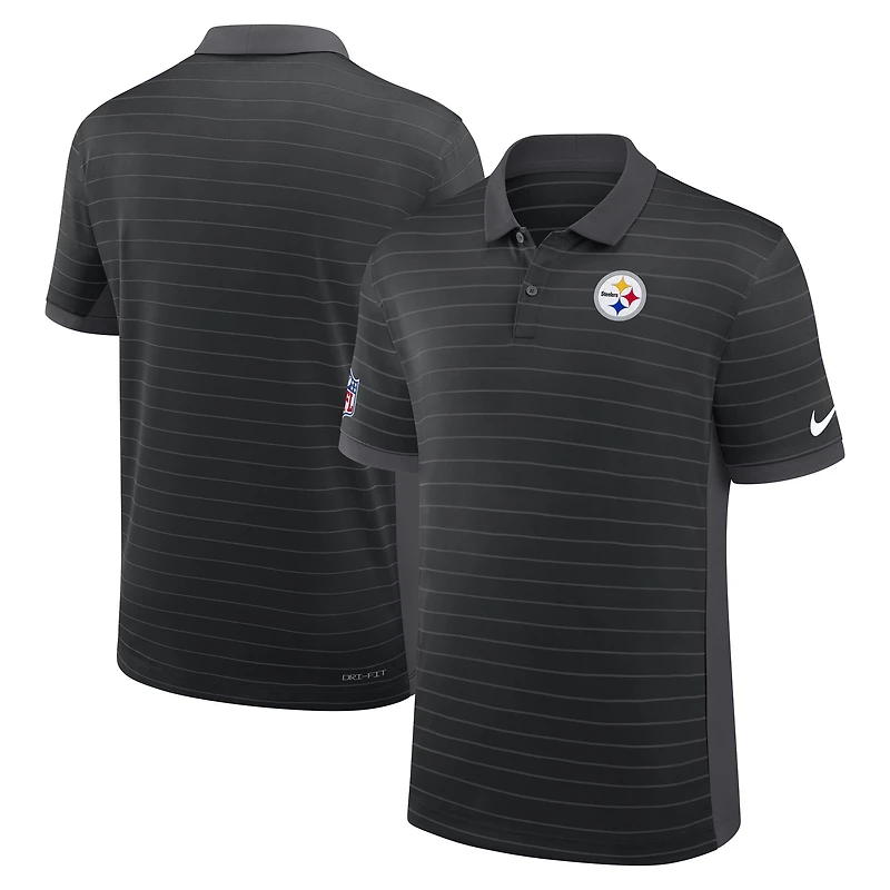 Men's Nike Black Pittsburgh Steelers Sideline Victory Stripe Dri-FIT Polo