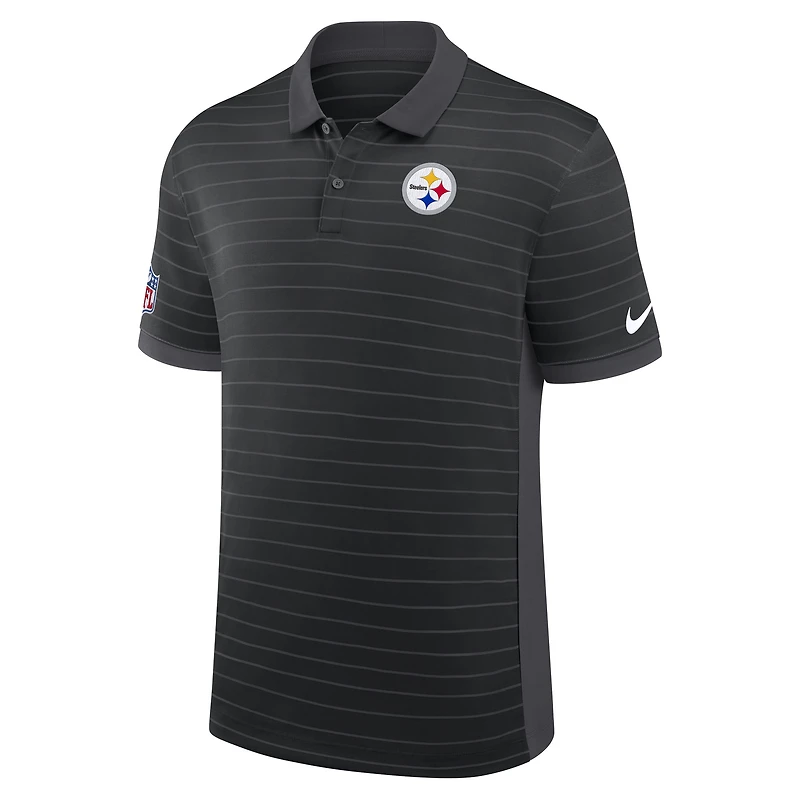 Polo Nike noir Dri-FIT à rayures latérales des Steelers de Pittsburgh pour homme
