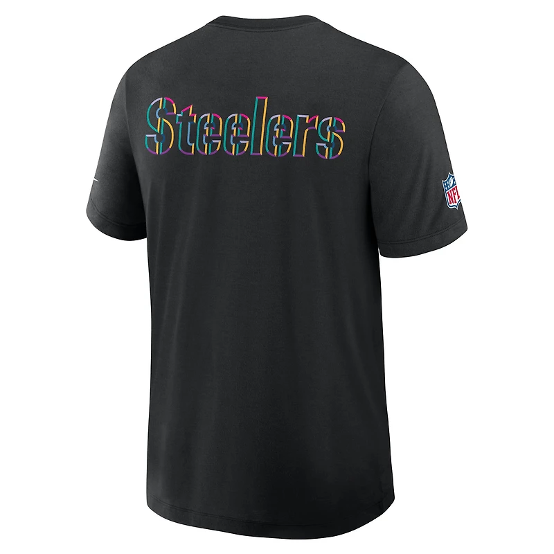 Men's Nike Black Pittsburgh Steelers Tall 2025 NFL Crucial Catch Tri-Blend Dri-FIT T-Shirt