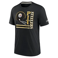 T-shirt à trois mélanges avec logo Wordmark des Pittsburgh Steelers de Nike pour homme, noir