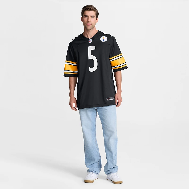 Maillot de match Nike Cameron Johnston noir des Pittsburgh Steelers pour homme