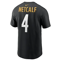 Men's  Nike DK Metcalf Black Pittsburgh Steelers Name & Number T-Shirt