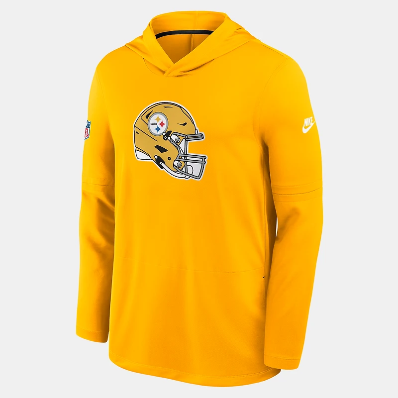 T-shirt à capuche Nike Steelers Pittsburgh Sideline Alternate, manches longues, léger et respirant, couleur or, pour homme.