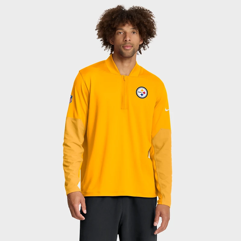 Pull-over Nike Steelers Pittsburgh Sideline Dri-FIT demi-zip doré pour homme