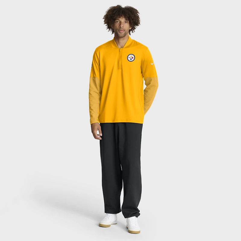 Pull-over Nike Steelers Pittsburgh Sideline Dri-FIT demi-zip doré pour homme