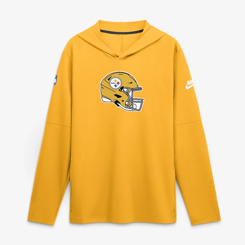 Men's Nike Gold Pittsburgh Steelers Sideline Dri-FIT Long Sleeve Hooded T-Shirt