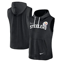 Sweat à capuche sans manches Nike Pittsburgh Steelers pour homme, noir chiné