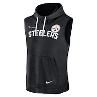 Sweat à capuche sans manches Nike Pittsburgh Steelers pour homme, noir chiné