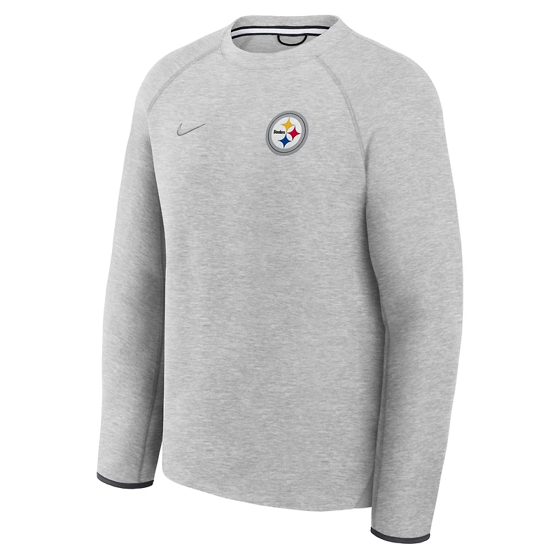 Men's Nike Heather Gray Pittsburgh Steelers Tech Fleece Raglan Sweatshirt