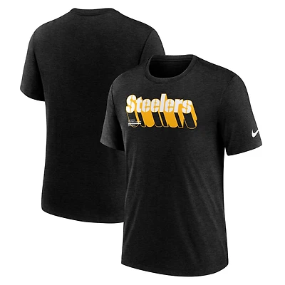 Men's Nike Heather Navy Pittsburgh Steelers Long Pass Tri-Blend T-Shirt