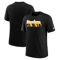 Men's Nike Heather Navy Pittsburgh Steelers Long Pass Tri-Blend T-Shirt