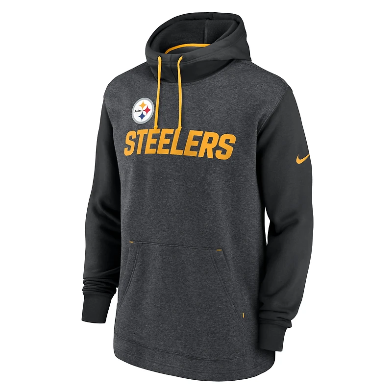Sweat à capuche Nike Heathered Charcoal/Black Pittsburgh Steelers Surrey Legacy pour hommes