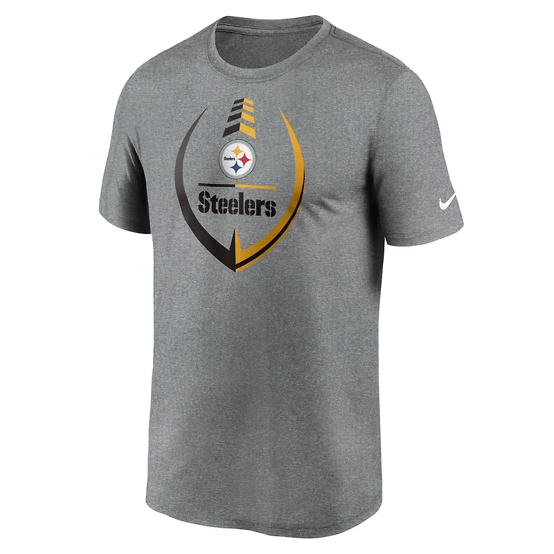 T-shirt Performance Icon Legend des Pittsburgh Steelers Nike pour homme, gris chiné