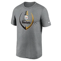 T-shirt Performance Icon Legend des Pittsburgh Steelers Nike pour homme, gris chiné
