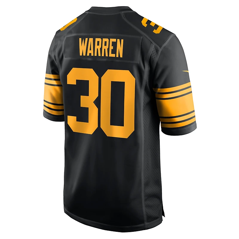 Maillot de match alternatif Nike Jaylen Warren pour hommes, noir, Pittsburgh Steelers