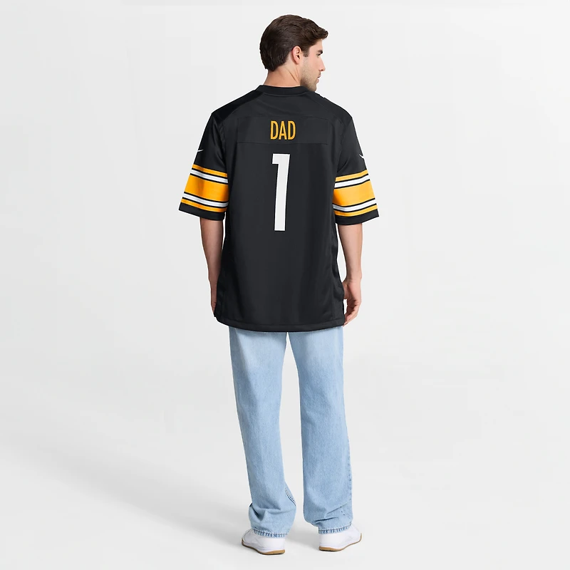 Men's Nike Number 1 Dad Black Pittsburgh Steelers Game Jersey