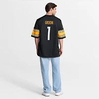 Maillot de match Nike numéro 1 Groom noir des Pittsburgh Steelers pour hommes