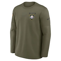 Men's Nike Olive Pittsburgh Steelers 2025 Salute to Service Sideline Coaches Therma-FIT Long Sleeve Shirt