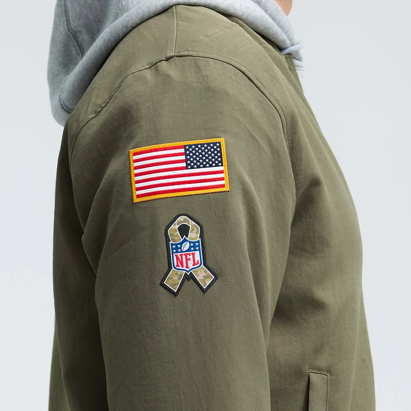 Men's Nike Olive Pittsburgh Steelers 2025 Salute to Service Sideline Full-Zip Bomber Jacket