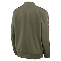 Men's Nike Olive Pittsburgh Steelers 2025 Salute to Service Sideline Full-Zip Bomber Jacket