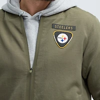 Men's Nike Olive Pittsburgh Steelers 2025 Salute to Service Sideline Full-Zip Bomber Jacket