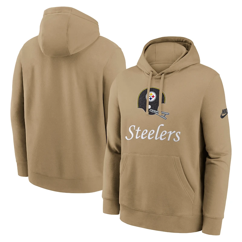 Men's Nike Tan Pittsburgh Steelers Best Season Rewind Club Pullover Hoodie