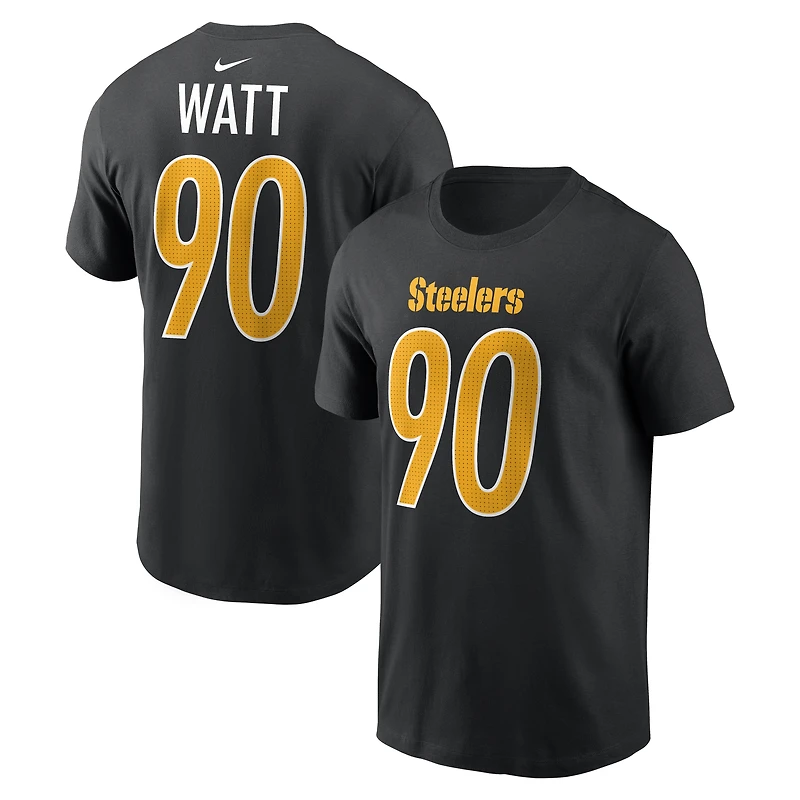 T-shirt Nike T.J. Watt noir Pittsburgh Steelers Carbon avec nom et numéro pour homme