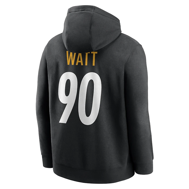 Men's Nike T.J. Watt Black Pittsburgh Steelers Name & Number Hoodie