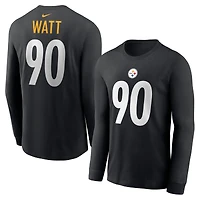 Men's Nike T.J. Watt Black Pittsburgh Steelers Name & Number Long Sleeve T-Shirt