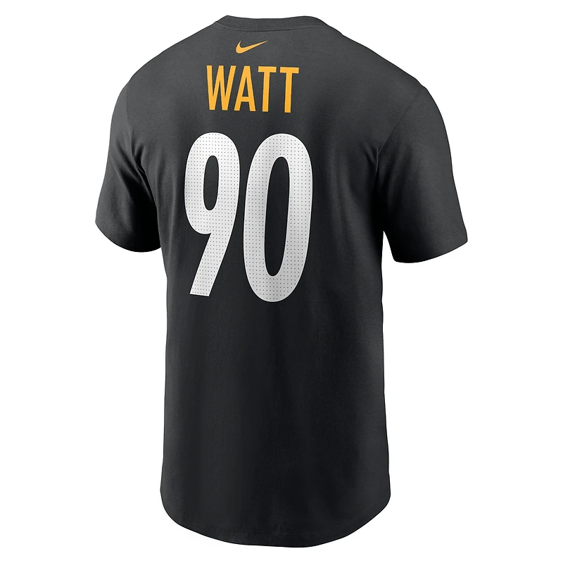 Nike T.J. pour hommes Watt Black Pittsburgh Steelers Nom et numéro du joueur T-shirt