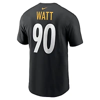 Nike T.J. pour hommes Watt Black Pittsburgh Steelers Nom et numéro du joueur T-shirt