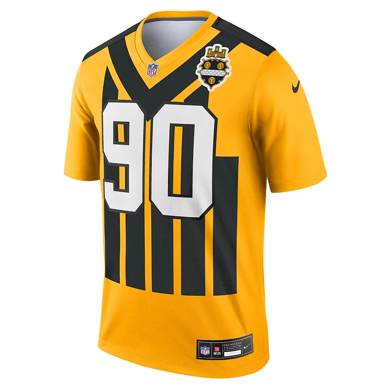 Haut Nike T.J. Watt Gold pour homme, joueur de performance légendaire rétro des Steelers Pittsburgh, version alternative 1933