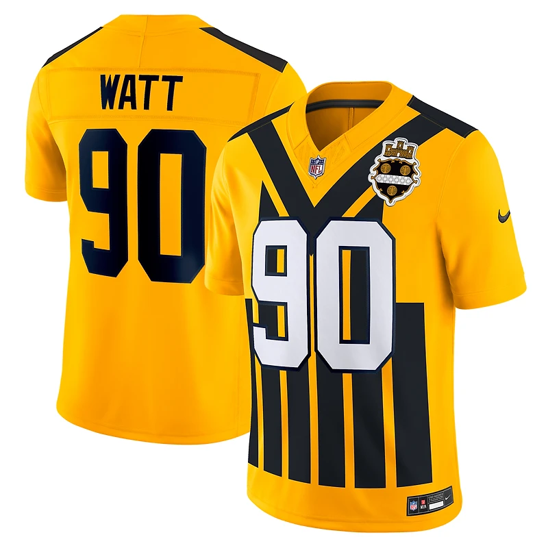 Maillot Nike T.J. Watt Gold Alternate Vapor F.U.S.E. Limited pour homme des Pittsburgh Steelers
