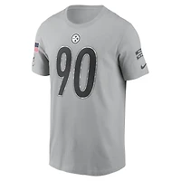 Men's Nike T.J. Watt Gray Pittsburgh Steelers 2024 Salute To Service Name & Number T-Shirt