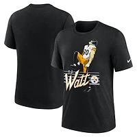 T-shirt Nike T.J. Watt pour homme, noir chiné, à imprimé joueur des Pittsburgh Steelers